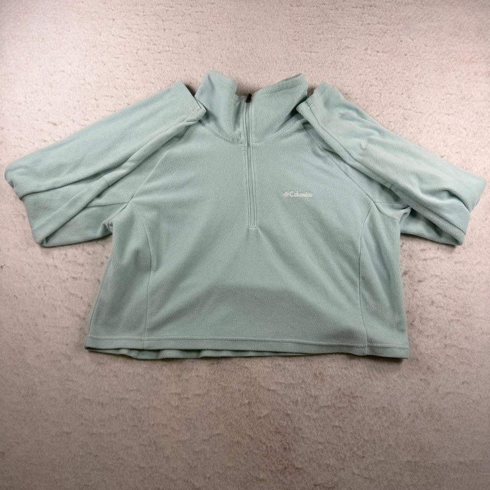 Columbia Womens Mint Green Fleece Quarter Zip Cropped Pullover XP6401 Large‎